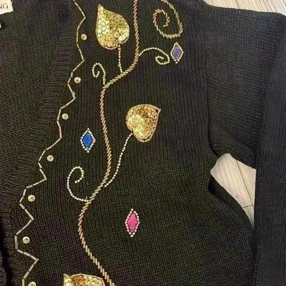90’s Jewel Beaded Sweater/Cardigan - Picture 3 of 6